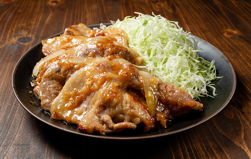 甘辛だれが豚脂に絶妙！ 生姜焼き